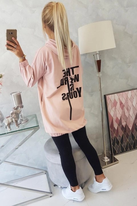 Bluza z nadrukiem "The world is yours" ciemny pudrowy róż Bluza z nadrukiem "The world is yours" ciemny pudrowy róż