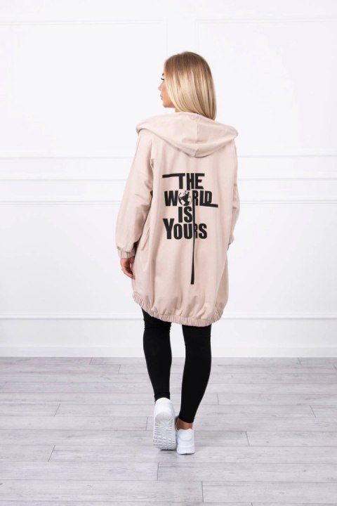 Bluza z nadrukiem "The world is yours" jasny beżowy Bluza z nadrukiem "The world is yours" jasny beżowy
