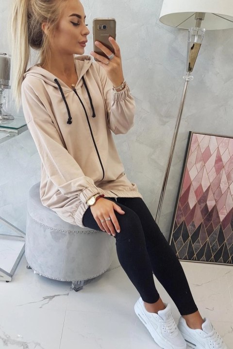 Bluza z nadrukiem "The world is yours" jasny beżowy Bluza z nadrukiem "The world is yours" jasny beżowy