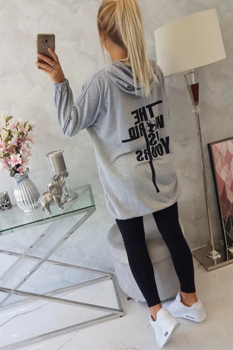 Bluza z nadrukiem "The world is yours" szara Bluza z nadrukiem "The world is yours" szara