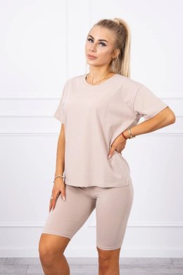 Komplet top+legginsy beżowy