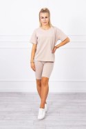 Komplet top+legginsy beżowy