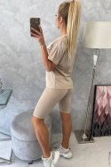 Komplet top+legginsy beżowy