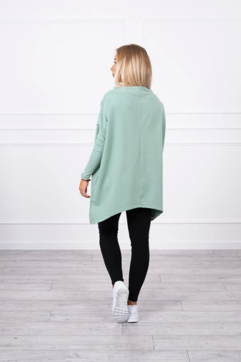 Bluza oversize z asymetrycznymi bokami ciemny miętowy Bluza oversize z asymetrycznymi bokami ciemny miętowy