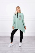 Bluza oversize z asymetrycznymi bokami ciemny miętowy