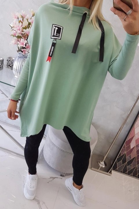 Bluza oversize z asymetrycznymi bokami ciemny miętowy Bluza oversize z asymetrycznymi bokami ciemny miętowy