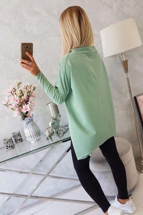 Bluza oversize z asymetrycznymi bokami ciemny miętowy Bluza oversize z asymetrycznymi bokami ciemny miętowy