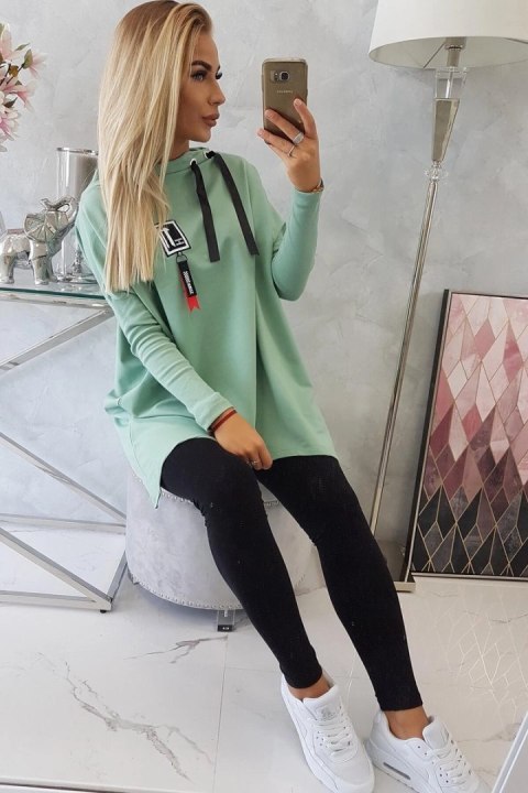 Bluza oversize z asymetrycznymi bokami ciemny miętowy Bluza oversize z asymetrycznymi bokami ciemny miętowy