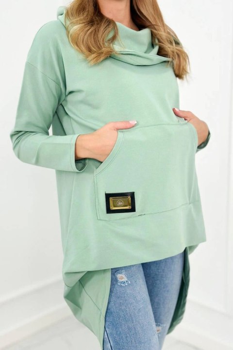 Bluza z długim tyłem i kapturem ciemna miętowa Bluza z długim tyłem i kapturem ciemna miętowa