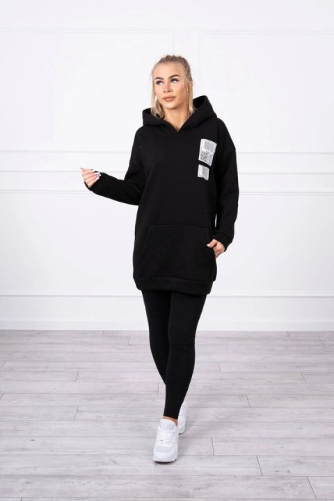 Bluza z kapturem z naszywkami czarna Bluza z kapturem z naszywkami czarna