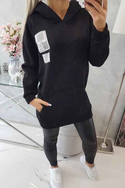 Bluza z kapturem z naszywkami czarna Bluza z kapturem z naszywkami czarna