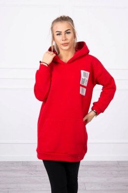 Bluza z kapturem z naszywkami czerwona