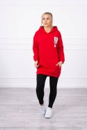 Bluza z kapturem z naszywkami czerwona