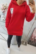 Bluza z kapturem z naszywkami czerwona