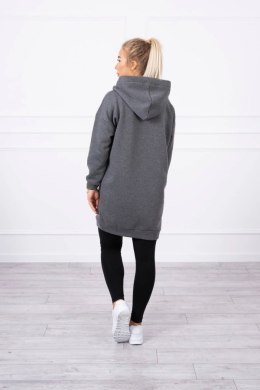 Bluza z kapturem z naszywkami grafitowa
