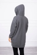 Bluza z kapturem z naszywkami grafitowa
