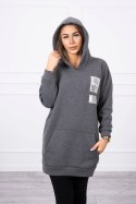 Bluza z kapturem z naszywkami grafitowa