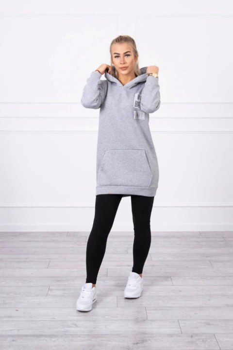 Bluza z kapturem z naszywkami szara Bluza z kapturem z naszywkami szara