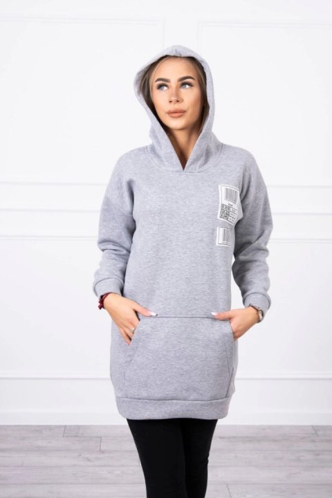 Bluza z kapturem z naszywkami szara Bluza z kapturem z naszywkami szara