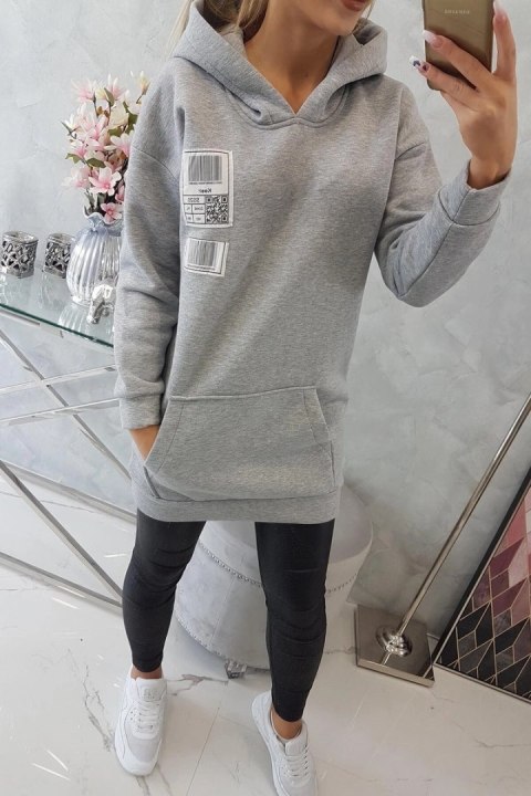 Bluza z kapturem z naszywkami szara Bluza z kapturem z naszywkami szara