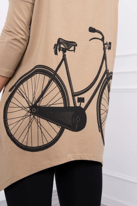 Bluza z nadrukiem roweru camelowa Bluza z nadrukiem roweru camelowa