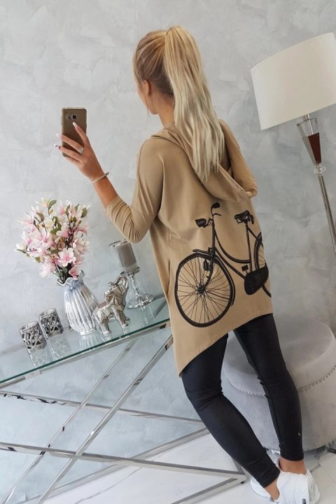Bluza z nadrukiem roweru camelowa Bluza z nadrukiem roweru camelowa