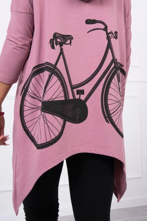 Bluza z nadrukiem roweru ciemny różowy Bluza z nadrukiem roweru ciemny różowy
