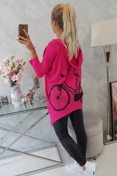 Bluza z nadrukiem roweru fuksja Bluza z nadrukiem roweru fuksja