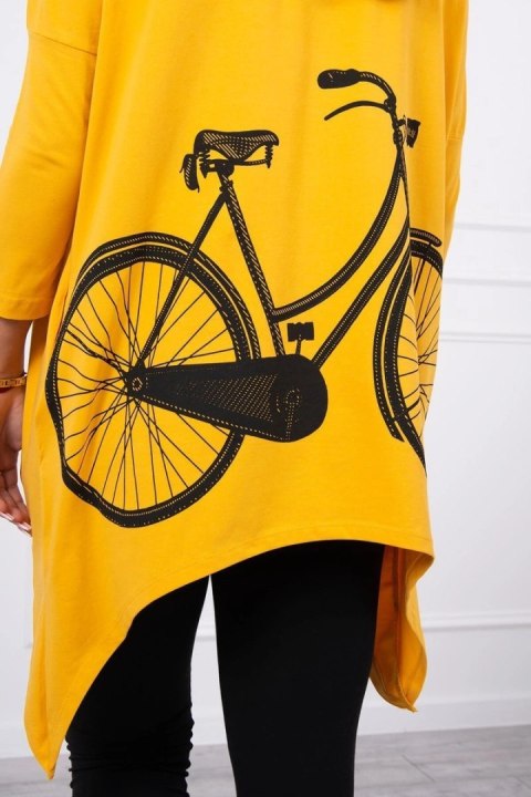 Bluza z nadrukiem roweru musztardowa Bluza z nadrukiem roweru musztardowa