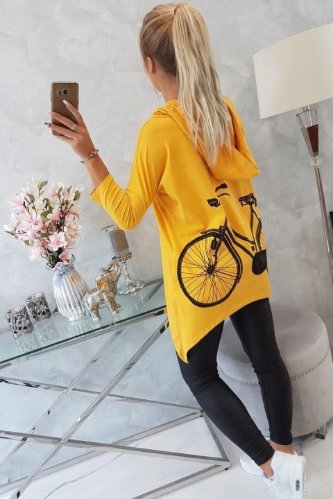 Bluza z nadrukiem roweru musztardowa Bluza z nadrukiem roweru musztardowa