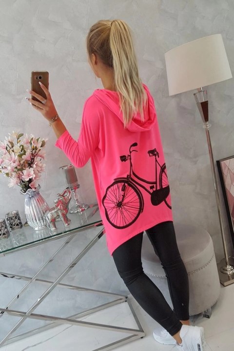 Bluza z nadrukiem roweru różowy neon Bluza z nadrukiem roweru różowy neon