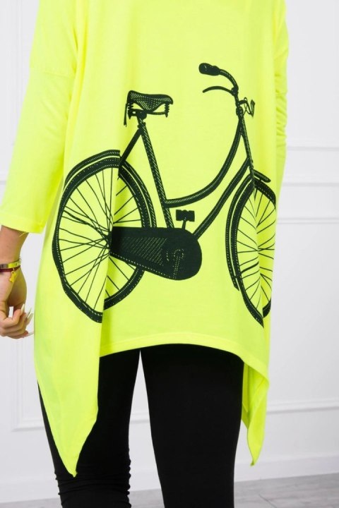 Bluza z nadrukiem roweru żółty neon Bluza z nadrukiem roweru żółty neon