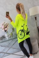 Bluza z nadrukiem roweru żółty neon