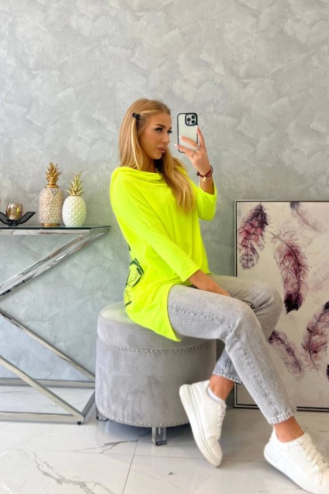 Bluza z nadrukiem roweru żółty neon Bluza z nadrukiem roweru żółty neon