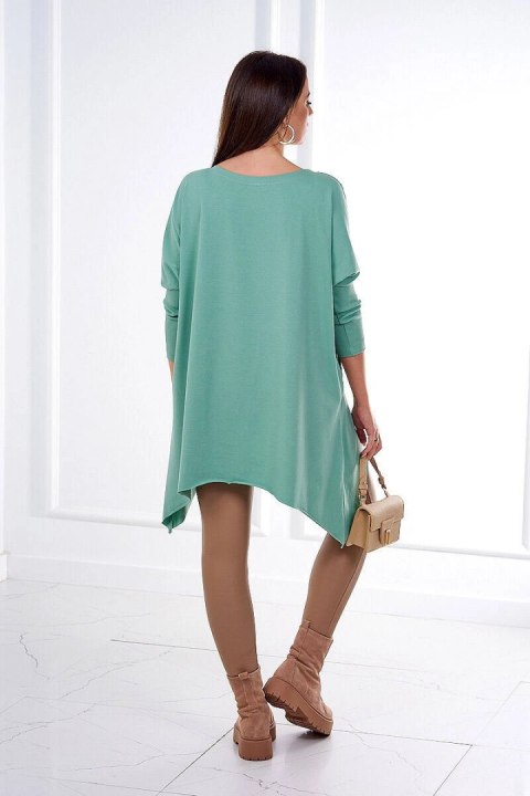 Bluzka oversize z nadrukiem tęczowych ust ciemny miętowy Bluzka oversize z nadrukiem tęczowych ust ciemny miętowy