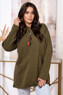 Tunika z suwakiem na kapturze Oversize khaki