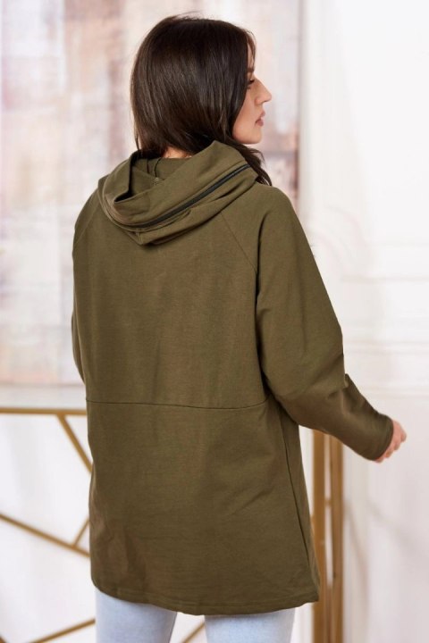 Tunika z suwakiem na kapturze Oversize khaki Tunika z suwakiem na kapturze Oversize khaki