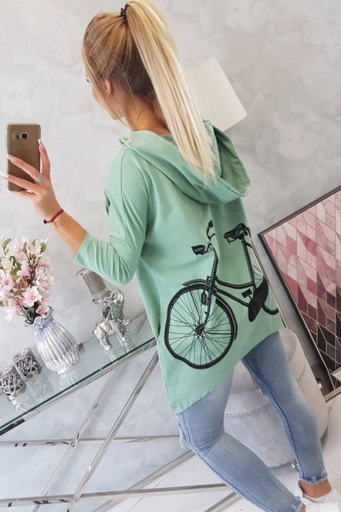 Bluza z nadrukiem roweru ciemno miętowa Bluza z nadrukiem roweru ciemno miętowa