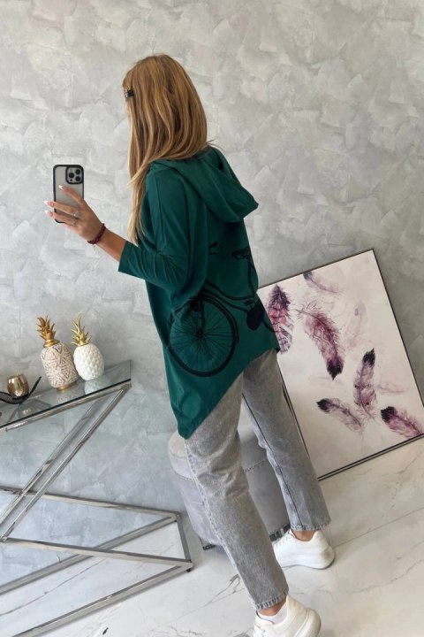 Bluza z nadrukiem roweru zielona Bluza z nadrukiem roweru zielona