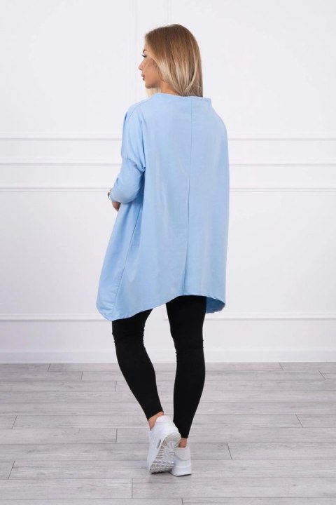 Bluza oversize z asymetrycznymi bokami błękitna Bluza oversize z asymetrycznymi bokami błękitna