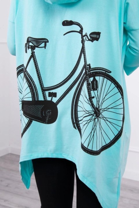 Bluza z nadrukiem roweru miętowa Bluza z nadrukiem roweru miętowa
