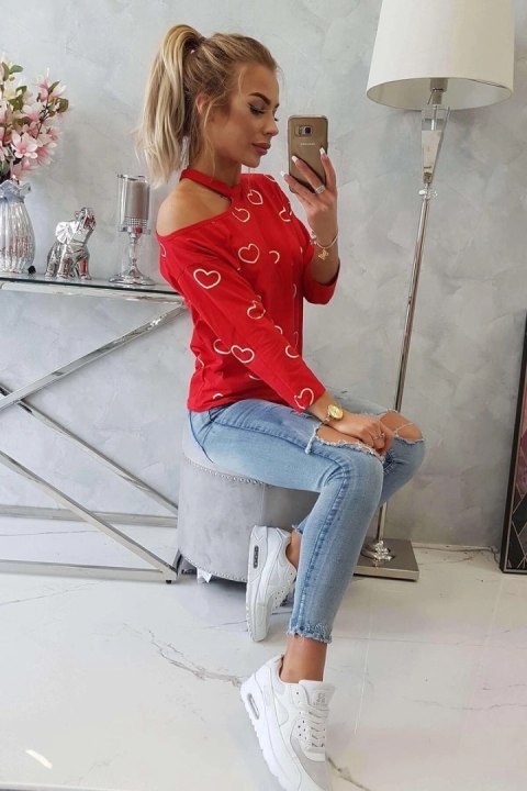 Bluzka z nadrukiem serc czerwona Bluzka z nadrukiem serc czerwona