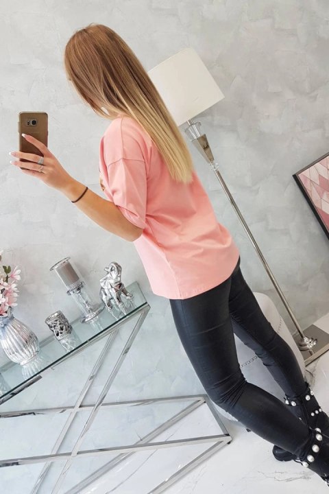 Bluzka z nadrukiem Magic morelowa Bluzka z nadrukiem Magic morelowa