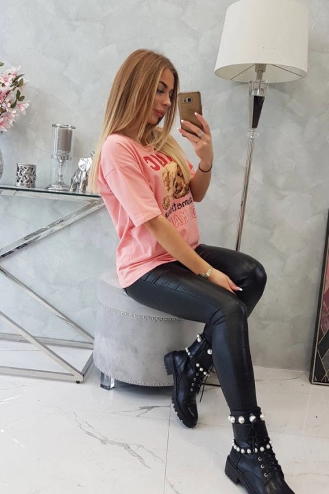 Bluzka z nadrukiem Magic morelowa Bluzka z nadrukiem Magic morelowa