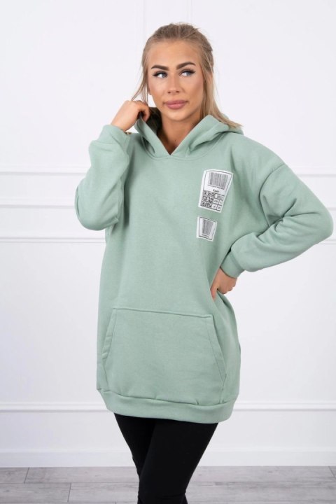 Bluza z kapturem z naszywkami ciemno miętowa Bluza z kapturem z naszywkami ciemno miętowa