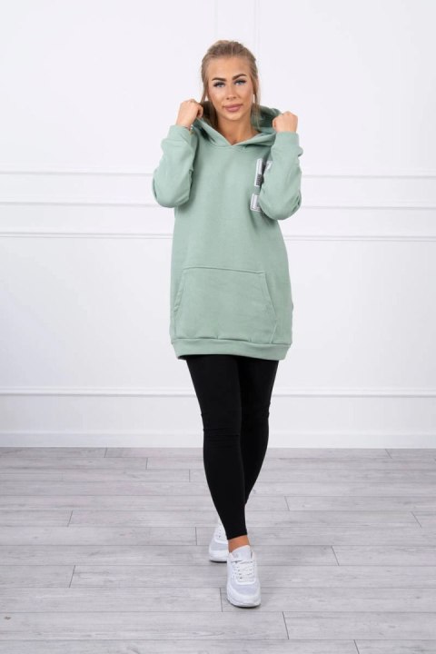 Bluza z kapturem z naszywkami ciemno miętowa Bluza z kapturem z naszywkami ciemno miętowa