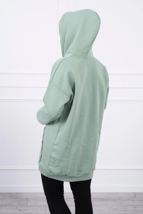 Bluza z kapturem z naszywkami ciemno miętowa Bluza z kapturem z naszywkami ciemno miętowa