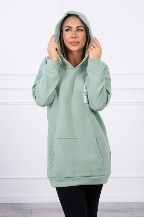Bluza z kapturem z naszywkami ciemno miętowa Bluza z kapturem z naszywkami ciemno miętowa