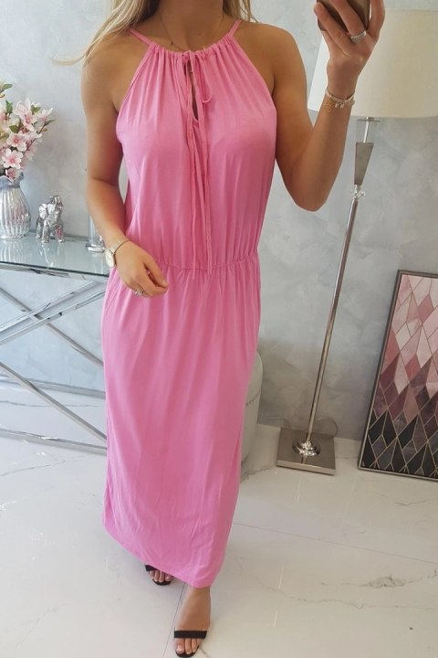 Sukienka boho z rozporkiem jasno różowa Sukienka boho z rozporkiem jasno różowa