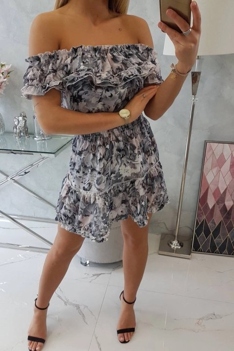 Sukienka z odkrytymi ramionami w kwiaty czarna Sukienka z odkrytymi ramionami w kwiaty czarna